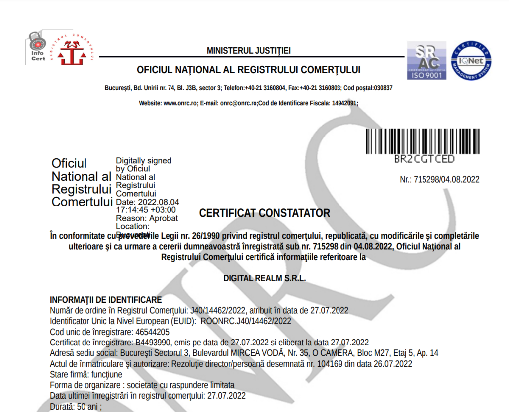 certificat constatator